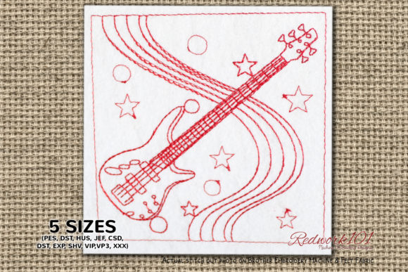 Bass Guitar Redwork