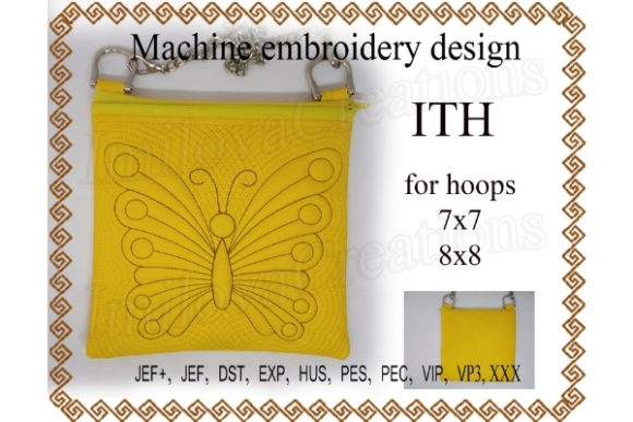 Cosmetic Bag Zippered Bag Butterfly - in the Hoop