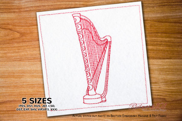Pedal Harps Embroidery Design
