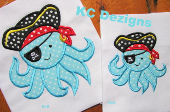 Pirate Octopus Embroidery Design